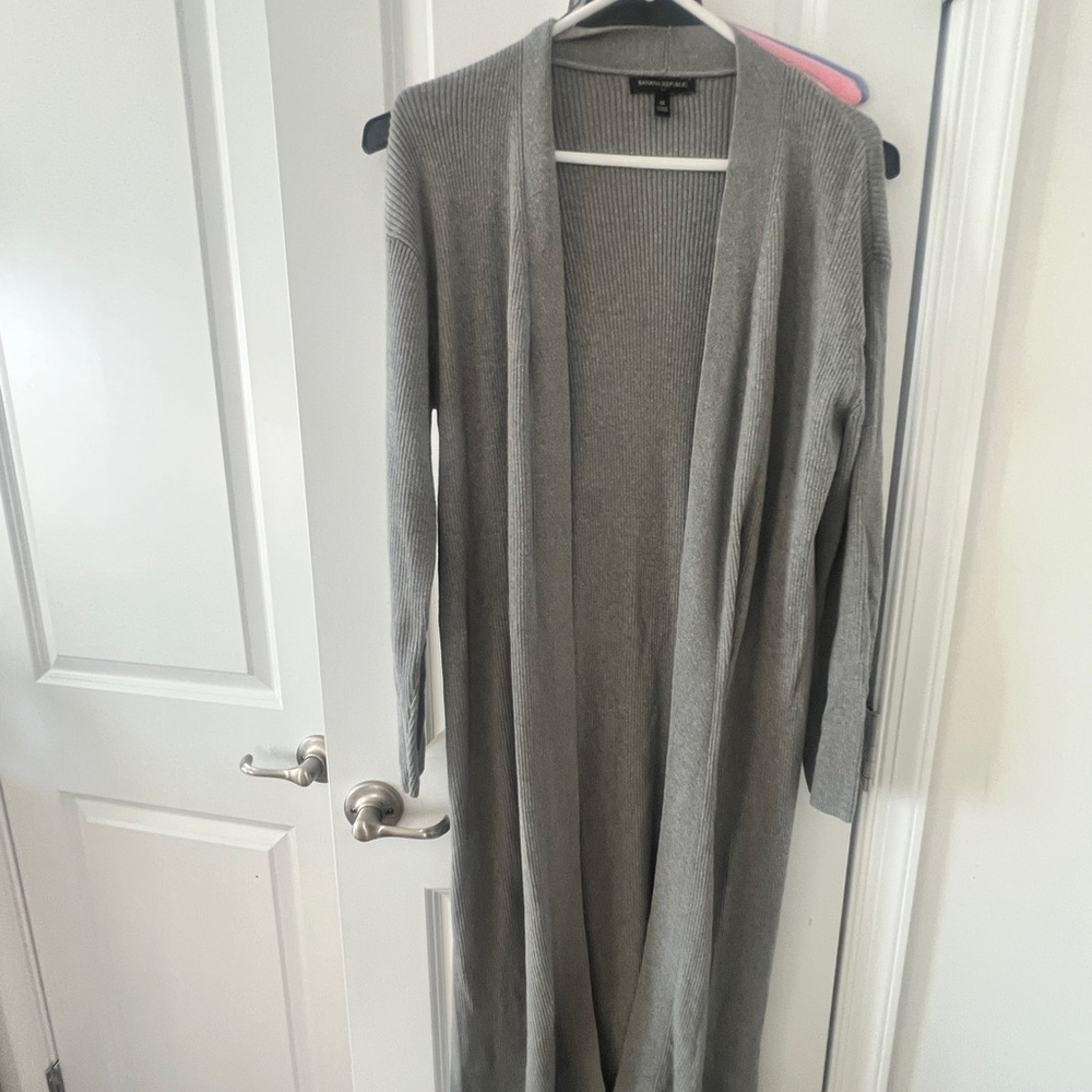 Banana Republic Gray Open Front Long Cardigan Sweater